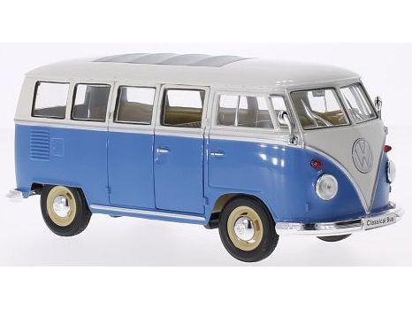 Volkswagen T1 Bus 1962 Blue/White 1:24 Scale Welly Diecast Model-Welly-Diecast Model Centre