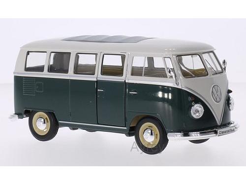 Volkswagen T1 Bus 1962 Green/White 1:24 Scale Welly Diecast Model-Welly-Diecast Model Centre