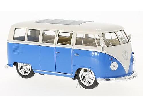 Volkswagen T1 Bus 1962 Lowrider Blue/White 1:24 Scale Welly Diecast Model-Welly-Diecast Model Centre