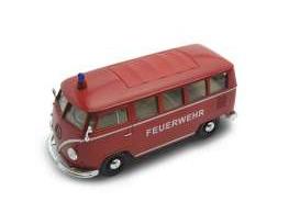 Volkswagen T1 Bus 1962 Red Fire Crew Feuerwehr 1:24 Scale Welly Diecast Model-Welly-Diecast Model Centre