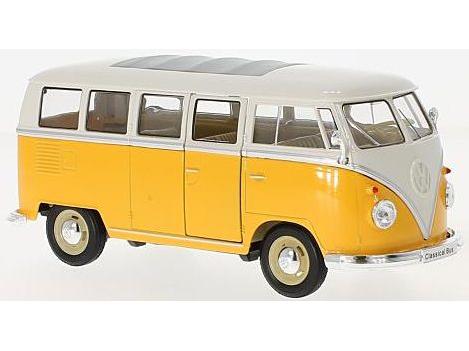 Volkswagen T1 Bus 1962 Yellow/White 1:24 Scale Welly Diecast Model-Welly-Diecast Model Centre