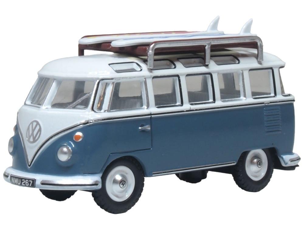 Volkswagen T1 Samba Bus/Surfboards Gulf Blue/White 1:76 Scale Oxford Diecast Model Bus-Oxford Diecast-Diecast Model Centre