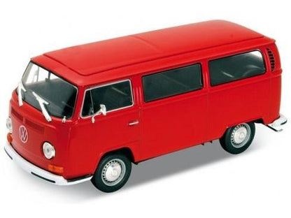 Volkswagen T2 Bus 1972 Red 1:24 Scale Welly Diecast Model-Welly-Diecast Model Centre