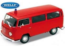 Volkswagen T2 Bus Fire 1:24 Scale Welly Diecast Model-Welly-Diecast Model Centre