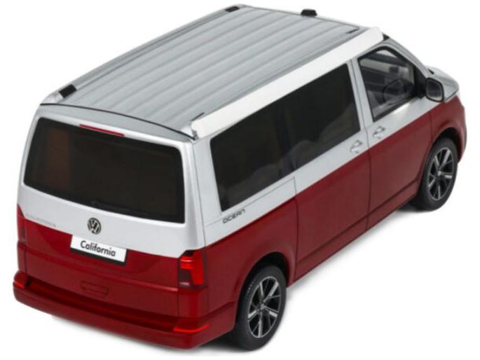 Volkswagen T6.1 California Ocean Fortana Red Reflex Silver 2021 1:18 Scale Resin Model Bus – OttOmobile-OttOmobile-Diecast Model Centre