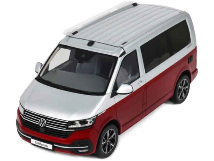 Volkswagen T6.1 California Ocean Fortana Red Reflex Silver 2021 1:18 Scale Resin Model Bus – OttOmobile-OttOmobile-Diecast Model Centre