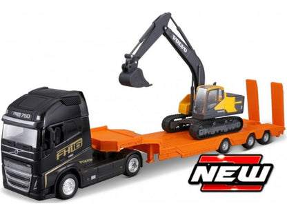 Volvo FH16 w/Lowloader and Excavator - 1:43 Scale Model Truck-Bburago-Diecast Model Centre