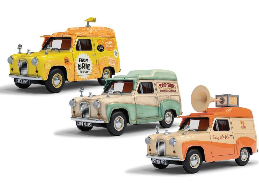 Wallace and Gromit Austin A35 Van Collection Cheese Please! Top Bun Spick and Spanmobile 1:43 Scale Corgi Diecast Model-Corgi-Diecast Model Centre