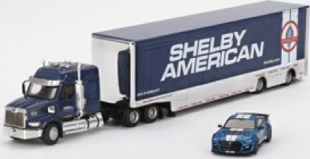 Western Star 49X w/Racing Transporter + Shelby GT500 SE Widebody Performance Blue 1:64 Scale MINI GT Diecast Model-MINI GT-Diecast Model Centre