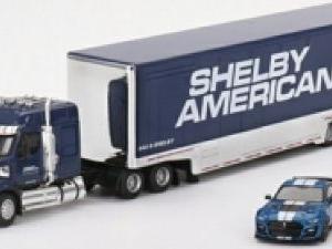Western Star 49X w/Racing Transporter + Shelby GT500 SE Widebody Performance Blue 1:64 Scale MINI GT Diecast Model-MINI GT-Diecast Model Centre