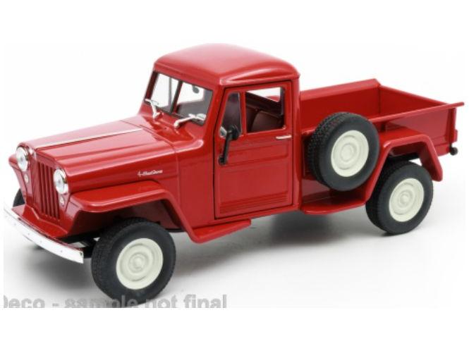 Willys Jeep Pickup 1947 Red 1:24 Scale Welly Diecast Model-Welly-Diecast Model Centre