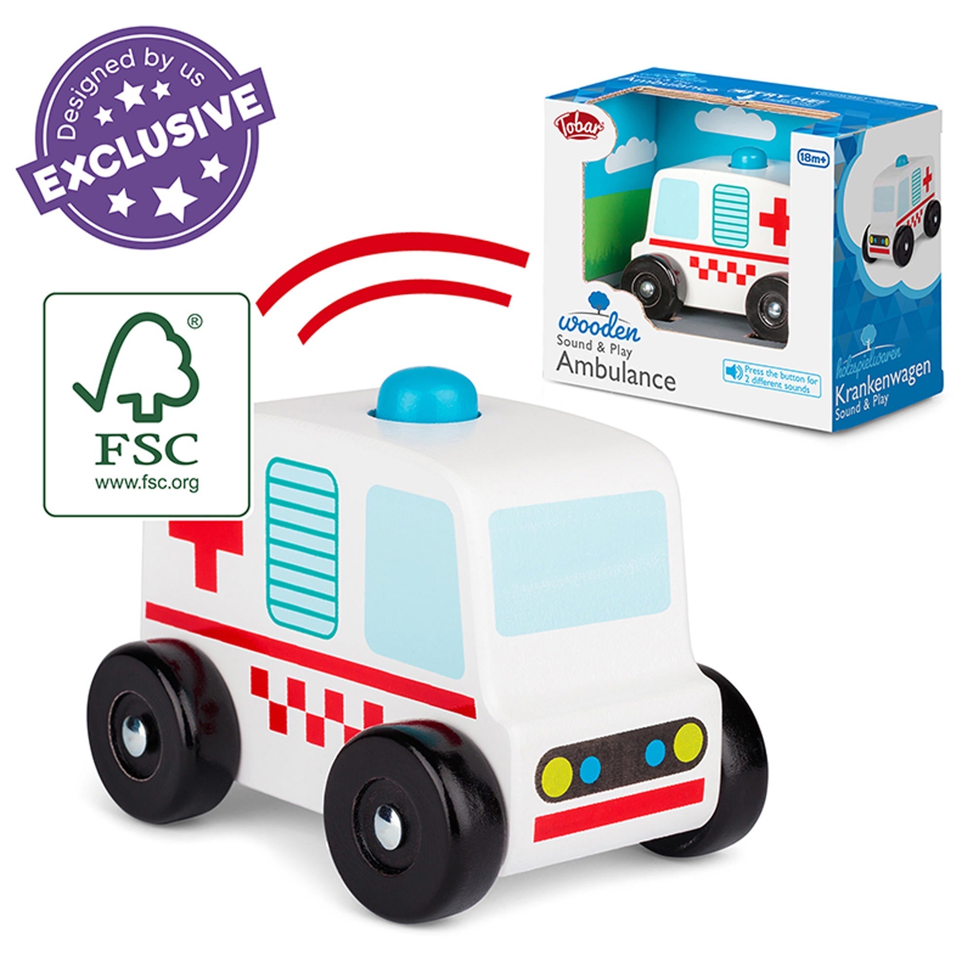 Wooden Sound And Play Ambulance-Diecast Model Centre-Diecast Model Centre