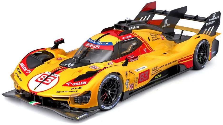 Ferrari 499P #83 Kubica/Shwartzman/Ye DNF Le Mans 24H 2024 1:18 Scale Bburago Diecast Model