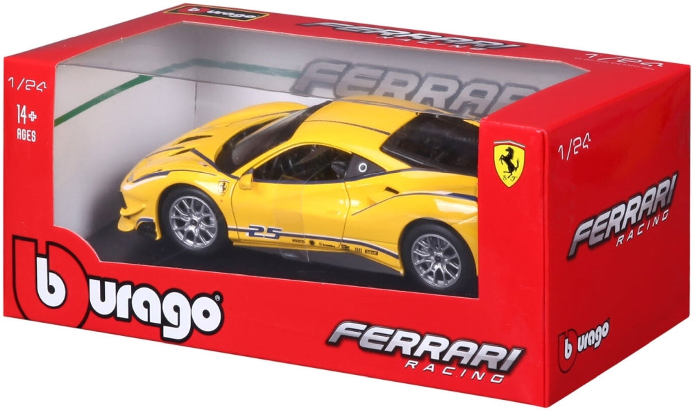 Ferrari 488 Challenge #25 Yellow 1:24 Scale Diecast Car – Bburago