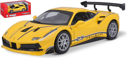 Ferrari 488 Challenge #25 Yellow 1:24 Scale Diecast Car – Bburago