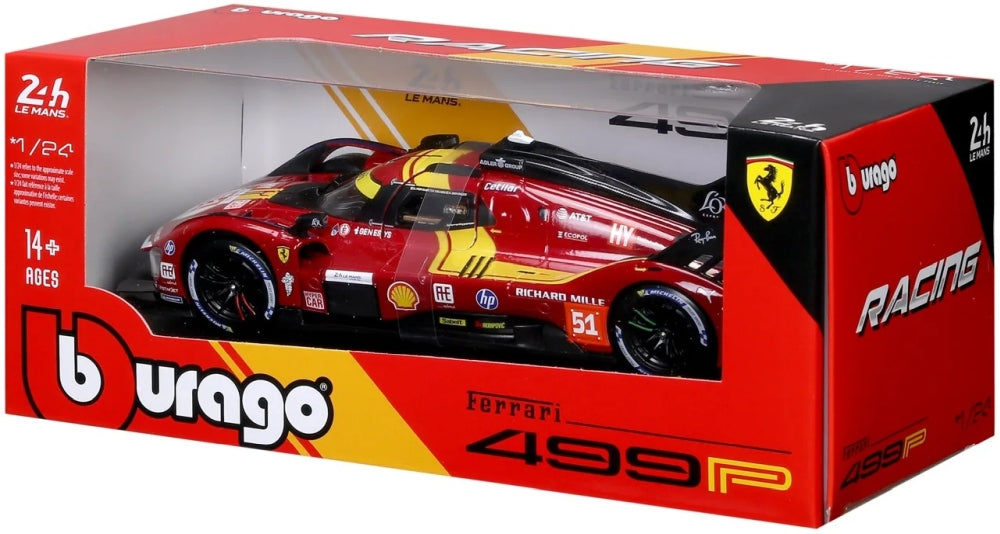 Ferrari Racing 499P AF Corse #51 Le Mans Hypercar 2025 1:24 Scale Diecast Car – Bburago