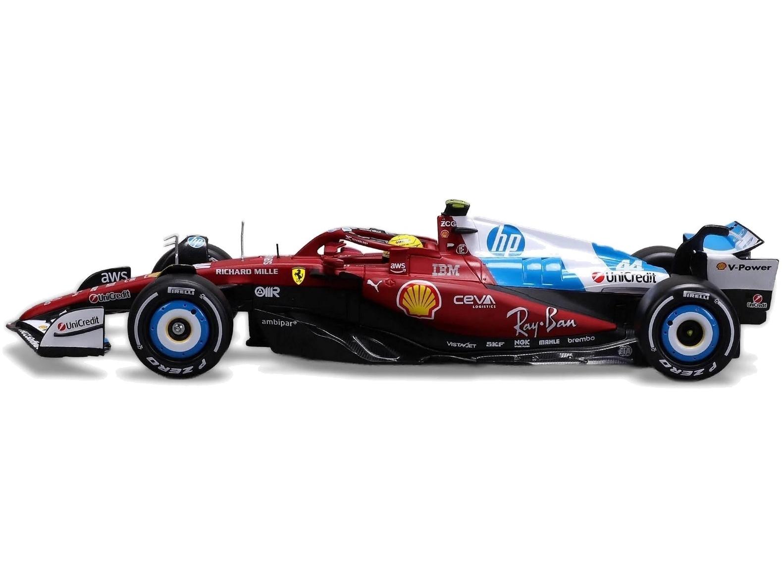 Ferrari SF-25 F1 GP de Miami 2025 con casco #44 Lewis Hamilton Coche de metal fundido a escala 1:24 Bburago