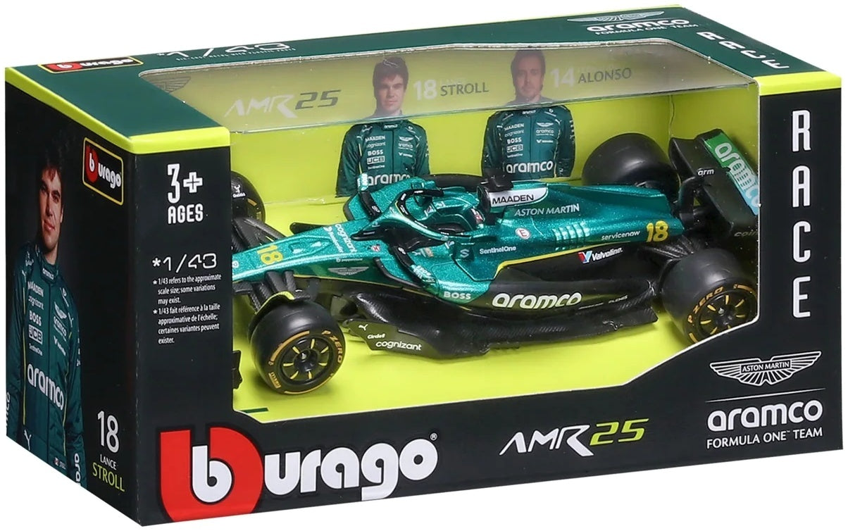 Aston Martin AMR 25 #18 F1 2025 Lance Stroll 1:43 Scale Diecast Model Car – Bburago