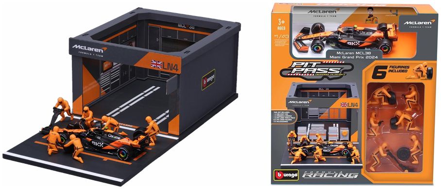 McLaren MCL39 #4 F1 2025 Lando Norris Pit Pass 1:43 Scale Diorama – Bburago