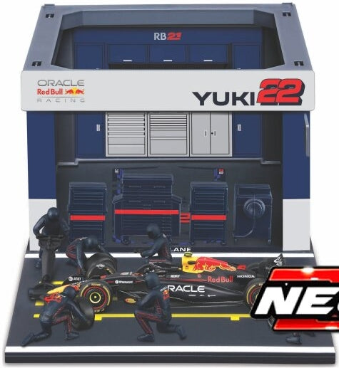 Oracle Red Bull RB21 #22 F1 2025 Yuki Tsunoda Pit Pass 1:43 Scale Diorama – Bburago