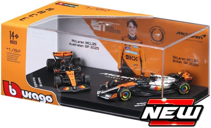 McLaren MCL39 2 Pack Premium #81 F1 2025 Oscar Piastri 1:64 Scale Diecast Cars – Bburago