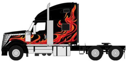 International Lonestar Black w/Flames 2010 1:64 Scale Diecast Truck – IXO
