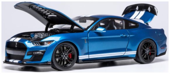 Ford Mustang Shelby GT 500 Blue/White 2022 1:18 Scale IXO Diecast Model Car