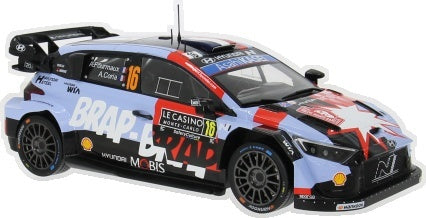 Hyundai i20 N Rally1 Rallye Monte Carlo 2026 #16 A.Fourmaux/A.Coria Coche a escala 1:18 IXO de metal fundido