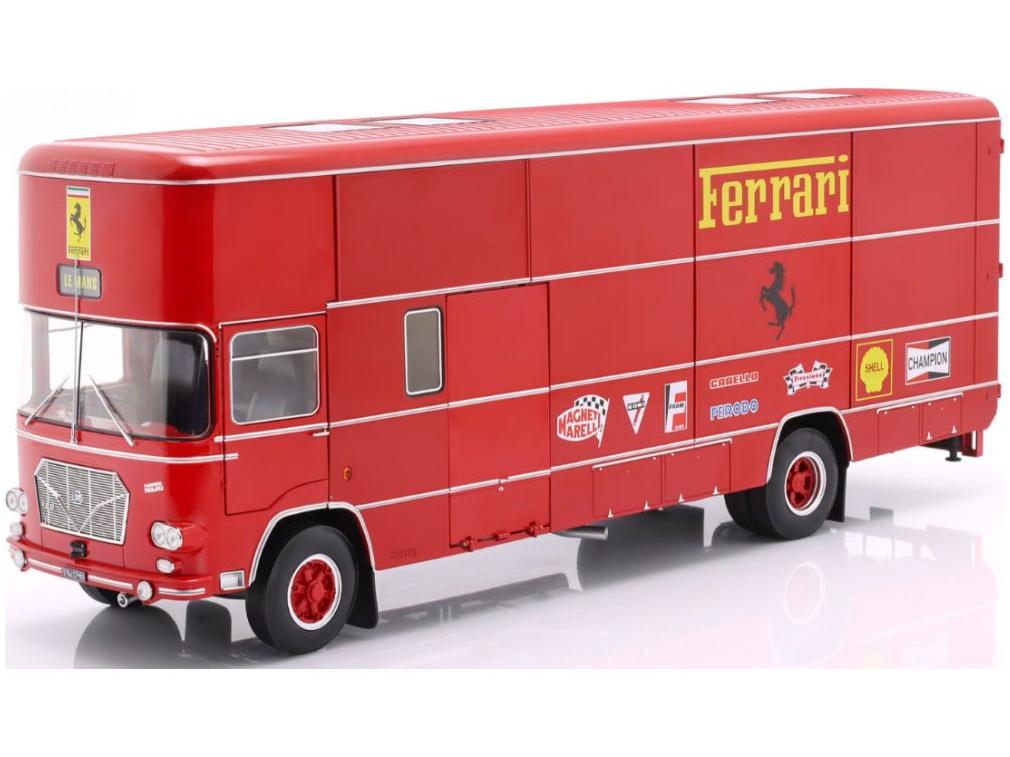 OM Fiat 150 Rolfo Scuderia Ferrari Race Car Transporter of The 70s 24h Le Mans 1:18 Scale Diecast Model Truck – Werk83
