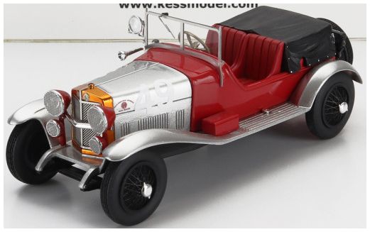 Alfa Romeo RL Super Sport Red/Silver/Black #49 7th Mille Miglia 1927 Mercanti/Sozzi 1:43 Scale Kess Resin Model