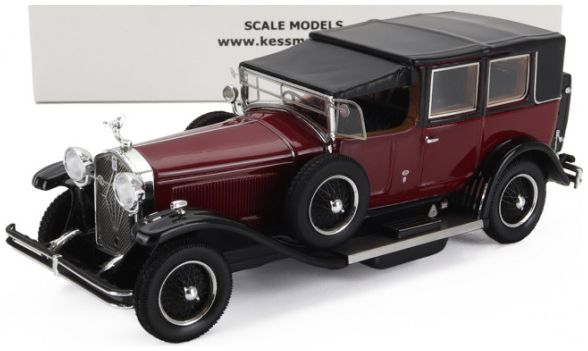 Isotta Fraschini Tipo 8A Landaulet Sala Semi Convertible Open 1924 Burgundy 1:43 Scale Kess Resin Model