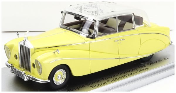 Rolls Royce Silver Wraith Yellow Perspex Top Saloon 1956 Colour Made In 1968 1:43 Scale Kess Resin Model