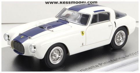 Ferrari 250MM White/Blue sn0312MM Berlinetta Pininfarina 1953 1:43 Scale Kess Resin Model
