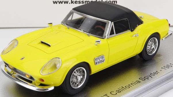 Ferrari Modena 250GT California Spider Yellow Top Up 1961 1:43 Scale Kess Resin Model
