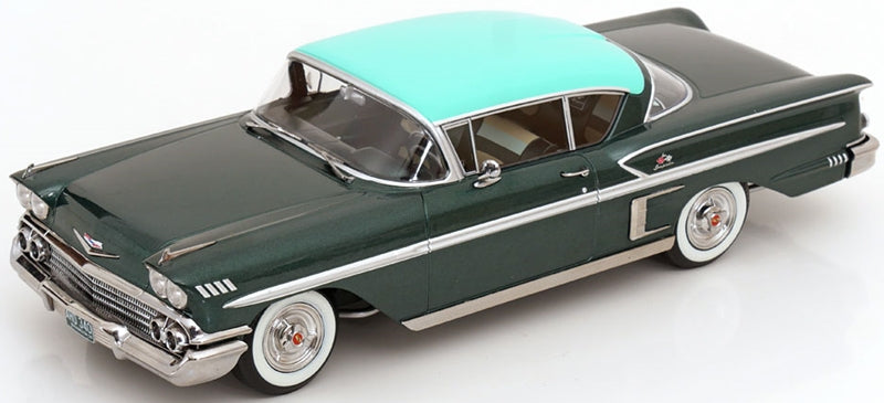 Chevrolet Bel Air Impala Coupe 1958 Dark Green Metallic/Green 1:18 Scale Diecast Car – KK Scale