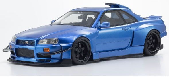 Nissan Skyline GT-R R34 Khyzyl Saleem Design Blue 1:18 Scale Resin Car – Kyosho Samurai Collection