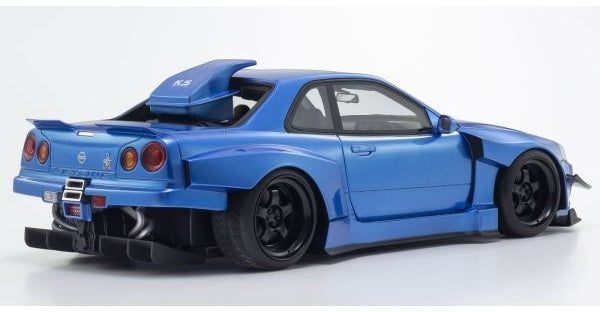 Nissan Skyline GT-R R34 Khyzyl Saleem Design Blue 1:18 Scale Resin Car – Kyosho Samurai Collection