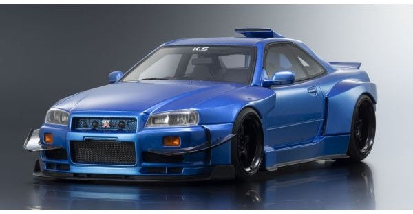 Nissan Skyline GT-R R34 Khyzyl Saleem Design Blue 1:18 Scale Resin Car – Kyosho Samurai Collection