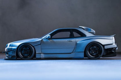 Nissan Skyline GT-R R34 Khyzyl Saleem Design Matte Grey 1:18 Scale Resin Car – Kyosho Samurai Collection
