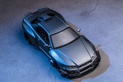 Nissan Skyline GT-R R34 Khyzyl Saleem Design Matte Grey 1:18 Scale Resin Car – Kyosho Samurai Collection