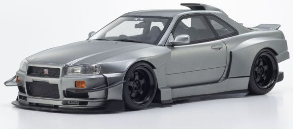 Nissan Skyline GT-R R34 Khyzyl Saleem Design Matte Grey 1:18 Scale Resin Car – Kyosho Samurai Collection