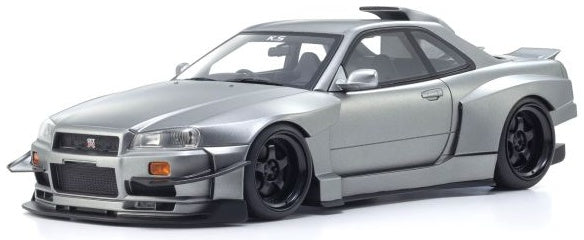 Nissan Skyline GT-R R34 Khyzyl Saleem Design Matte Grey 1:18 Scale Resin Car – Kyosho Samurai Collection
