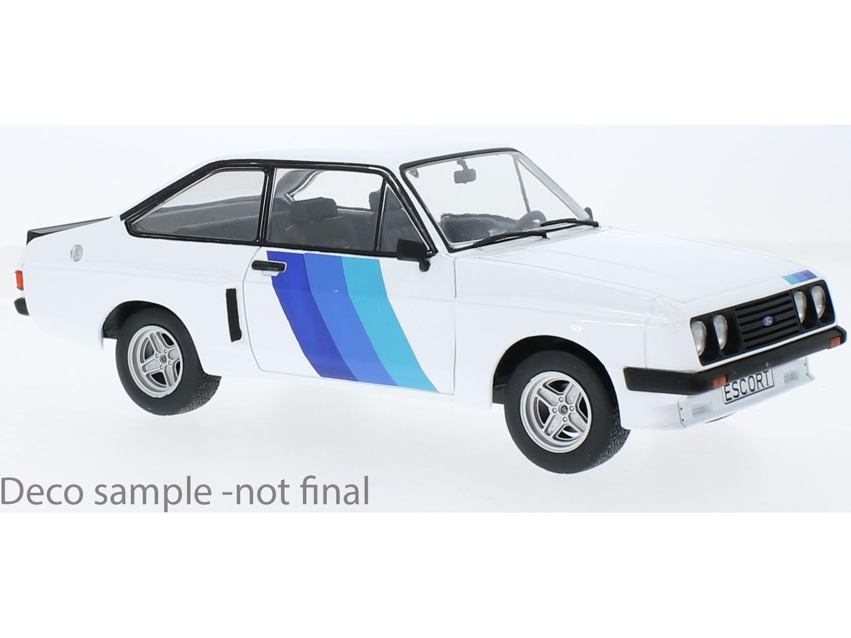 Ford Escort Mk2 White with Blue Flash 1:18 Scale Diecast Car – Model Car Group
