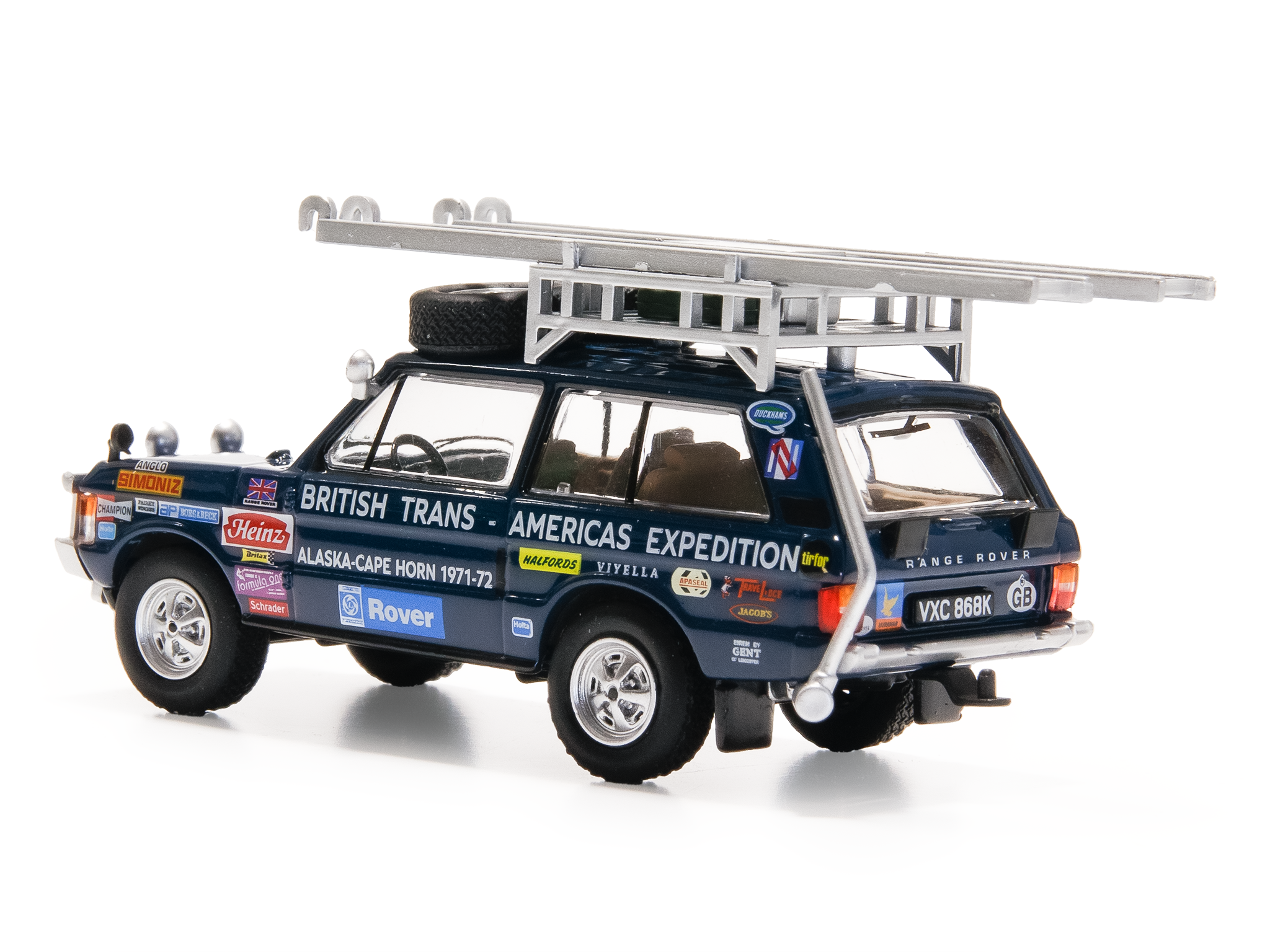 Land Rover Range Rover (VXC-868K) British Trans-Americas Expedition 1971 - 1:64 Scale Diecast Model Car