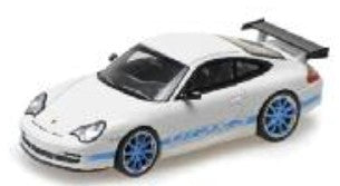 Porsche 911 GT3 RS 2002 White w/Blue Stripes 1:64 Scale Diecast Car – Minichamps
