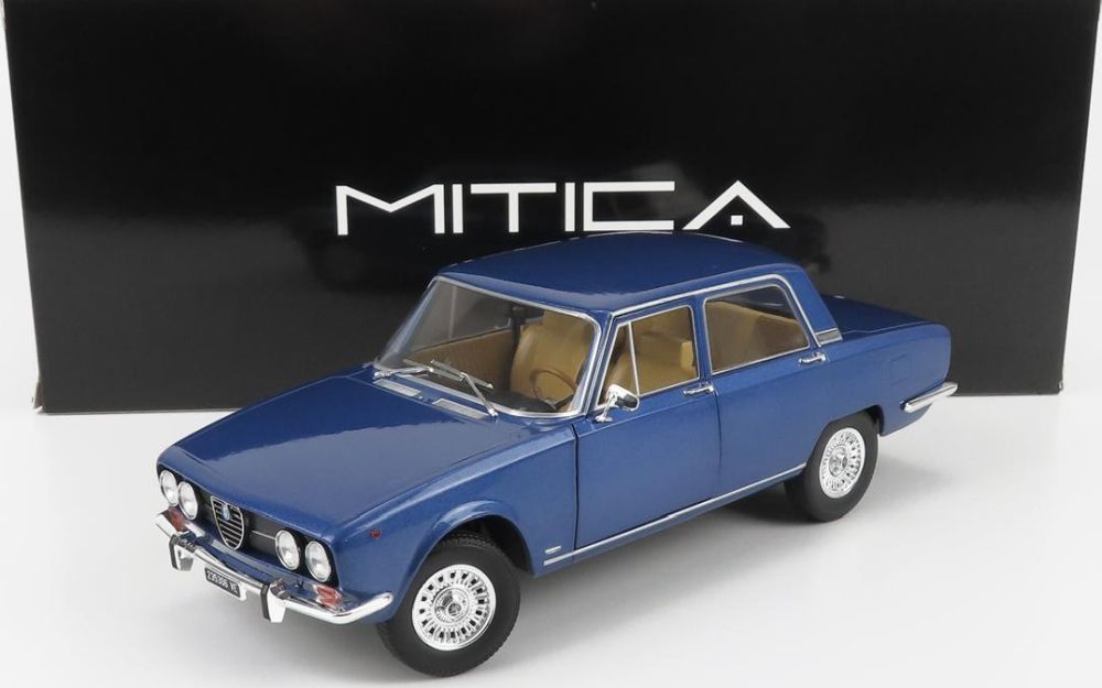 Alfa Romeo 2000 Berlina 1971 Cerchi Millerighe Wheels Blue Pervinca Metallic 1:18 Scale Diecast Model Car – Mitica