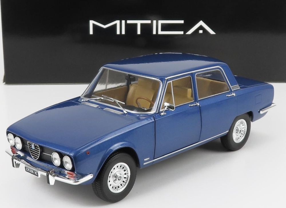 Alfa Romeo 2000 Berlina 1971 Cerchi Millerighe Wheels Blue Pervinca Metallic 1:18 Scale Diecast Model Car – Mitica