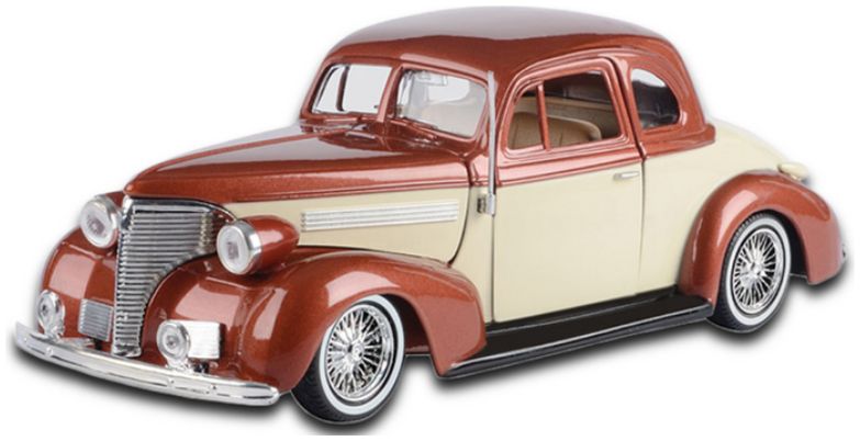 Chevrolet Coupe 1939 Copper/Cream 'Get Low' 1:24 Scale Diecast Car – Motormax