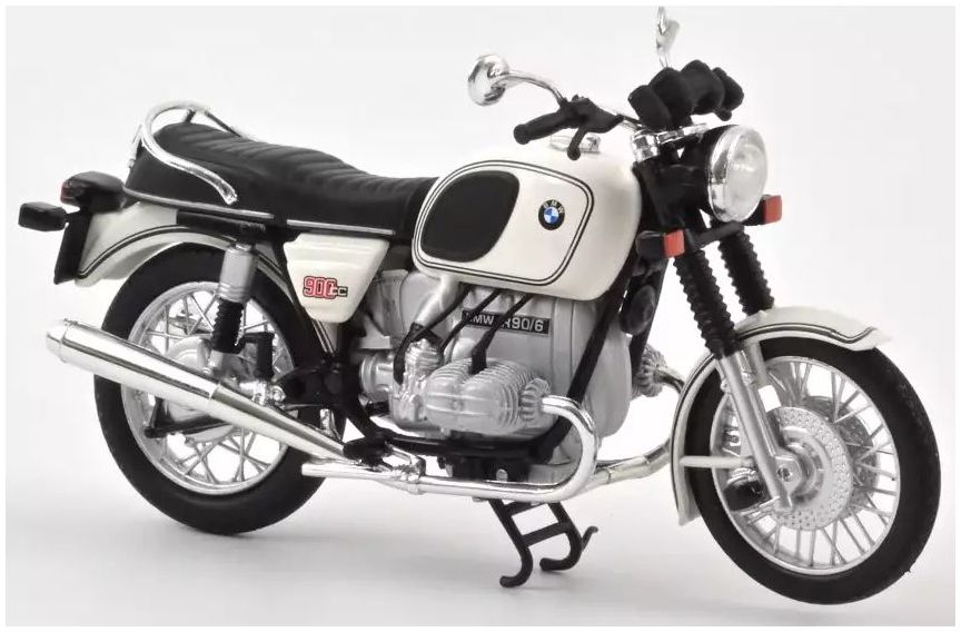 BMW R90/6 1974 white - 1:18 Scale Diecast Model Motorcycle