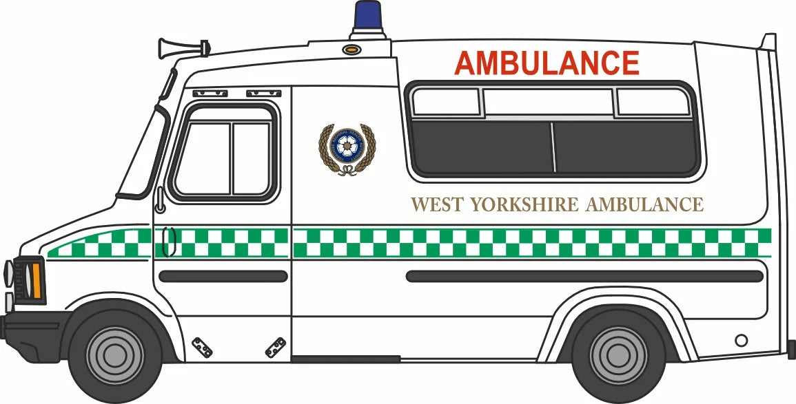 Bedford CF Hanlon Ambulance West Yorkshire Ambulance Service 1:76 Scale Diecast – Oxford Diecast